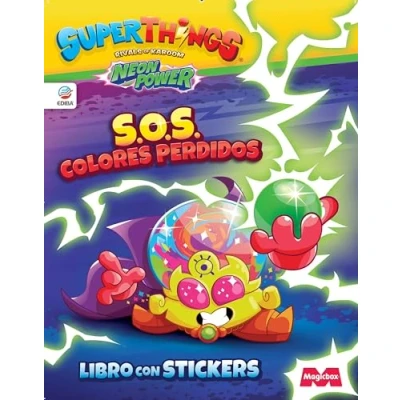 Imagen de Libro de Stickers Superthings Neon Power España: SOS Colores Perdidos