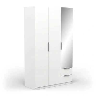 Imagen de Demeyere 391369 Vestidor con Espejo y Armario Moderno 3 Puertas 2 cajones 4 nichos, Color Blanco Mate, 119,4 x 51,1 203 cm, Madera de ingeniería, Gris