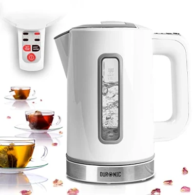 Imagen de Duronic EK30 WE Hervidor de Agua Eléctrico 3000W 1.5 L Temperatura Regulable 40 60 80 y 100 C Libre BPA Filtro Antical Mantiene el Caliente Color Blanco