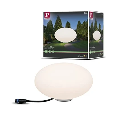 Imagen de Paulmann 941.75 Objeto luminoso exterior Plug &amp; Shine Stone IP67 3000 K 235 lm 24 V, luminaria esférica, exterior, iluminación para el jardín, la terraza 94175