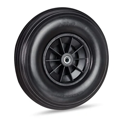 Imagen de Relaxdays Rueda Carretilla 4.00 6, Goma Maciza, Llanta de Plástico, 3 Adaptadores, Repuesto, Antipinchazos, 100kg, Negro