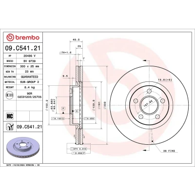 Imagen de BREMBO Disco de freno FORD: Tourneo Connect / Grand V408 Familiar, Transit Furgoneta, Mk2 Familiar