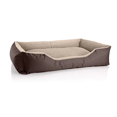 Imagen de BedDog Perro/Gato Cama Teddy S à XXXL, 14 Colores a Elegir, de Cordura y Microfibra, para Perros Lavable, cojín Perros, Interiores Exteriores, tamaño Marron/Beige