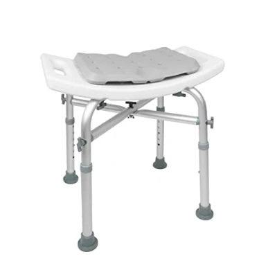 Imagen de KMINA Taburete Baño Ducha (150 kg) con Refuerzo Doble Barra y Cojín, Silla Regulable, Mayores, Banqueta Tacos Antideslizantes, Sin Herramientas Fabricado en España