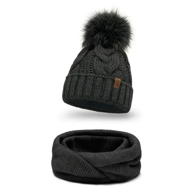 Imagen de Vivisence 7014 Beanie AND LOOP Scarf SET Braga, Mujer, Talla: One Size, Dark grey