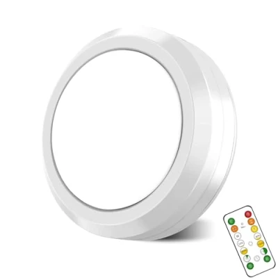 Imagen de MOUJUCHI Luz Led Armario, 1 Pcs nder Cabinet Lights Luces Lamparas a Pilas con Control Remoto para Armarios, Pasillo, Escalera, Sótano, Garaje (Blanco)