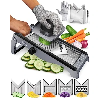 Imagen de 7 en 1 Multifuncional Regulable Acero Inox Mandolina de Cocina Profesional Cortador Verdura Ralladores Patatas Tomates Pepinos Queso Frutas