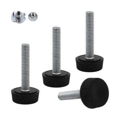 Imagen de SKIR&#039;CO 4 patas niveladoras de muebles M6 x 30 mm, redondas ajustables 20 mm diámetro, pie nivelador rosca (puntas incluidas)