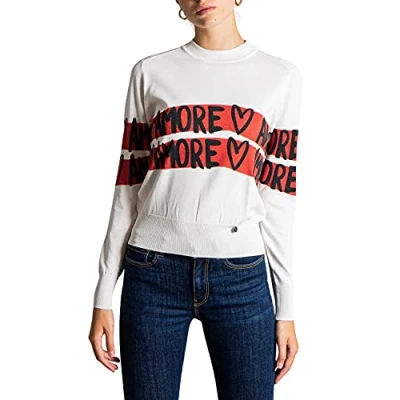 Imagen de Desigual Jers Amore Suéter, Blanco, M para Mujer
