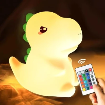 Imagen de Luz Nocturna Infantil Regalo Bebe Kawaii,16 Colores Quitamiedos USB Recargable, Silicona Lampara Bebe,Luz de Noche para Niños