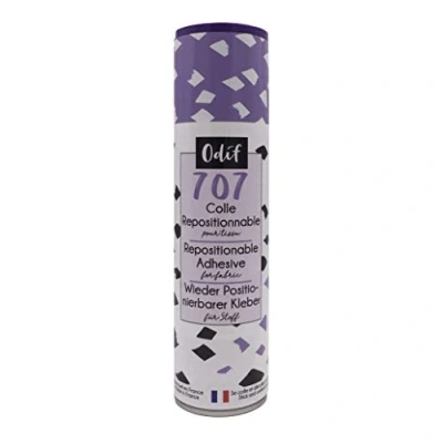 Imagen de Odif Pegamento Reposicionable para Tela 707 en Spray Ideal colocar diseños textiles, parches de plantilla, fabricado Francia sin ácido 250 ml