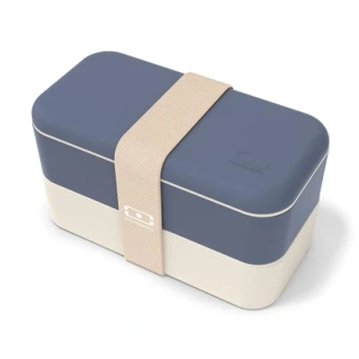 Imagen de monbento Fiambrera Lunch Box MB Original Natural Made in France Bento con 2 Compartimientos Herméticos Caja Trabajo/Escuela Sin BPA Segura y Duradera Azul