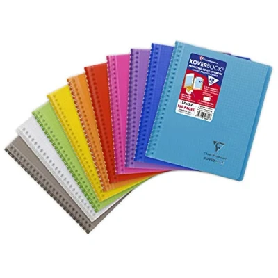 Imagen de Clairefontaine 356601C Cuaderno de espiral Koverbook (17 x 22 cm, 160 páginas, pequeñas baldosas, papel blanco, 90 g, cubierta polietileno, color aleatorio