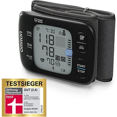 Imagen de Omron Tensiómetro RS7 Intelli IT de muñeca con Bluetooth, compatible dispositivos smartphone, aprobado por la protección consumidores Stiwa 09/2020