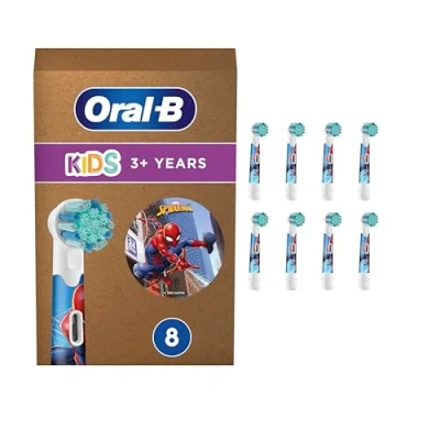 Imagen de Oral B Kids Recambios para Cepillo de Dientes Eléctrico Niños, Pack 8 Cabezales, con Motivos Spyder Man Originales