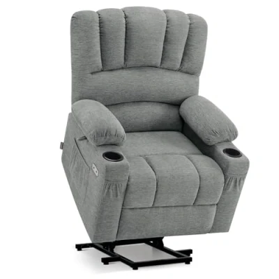 Imagen de M MCombo sillón de TV eléctrico con Ayuda para levantarse, Relax función reclinable, Masaje Calor, Personas Mayores salón, 7102 (Tela, Gris)