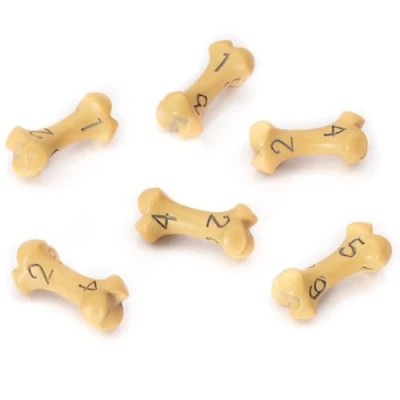 Imagen de Set de Dados rol D6 Seis 6 Caras DND Temáticos Calavera y Huesos para Dungeons and Dragons/Dragones Mazmorras, Warhammer, D&amp;D, Pathfinder, MTG (Amarillo)