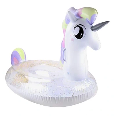 Imagen de BLUE SKY Boya Gigante Unicornio Inflable 069071 Blanco Vinilo 115 cm x 85 Juguete Niño Adulto Juego al Aire Libre Piscina Montable Muñeca A Partir de 3 años