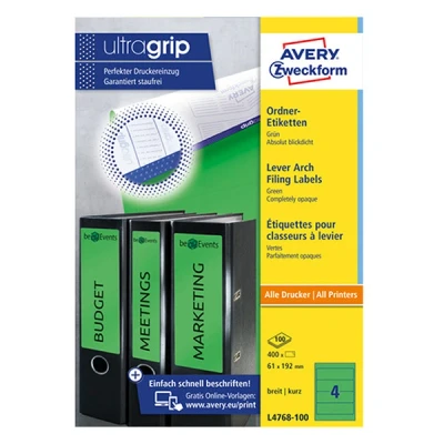 Imagen de Avery Border Binder Labels, Green 192 x 61mm (100) Etiquetas de impresora (Green (100), 100 hojas, 61mm)
