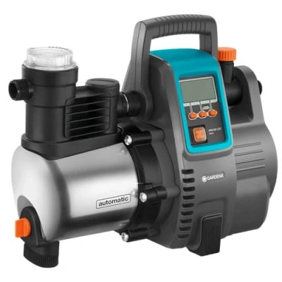 Imagen de Gardena Grupo a presión electrónico 6000/6E LCD Inox Premium, bomba doméstica con caudal de 6000 l/h, motor 1300 W, pantalla LCD, carcasa la acero inoxidable gran calidad (1760 20)