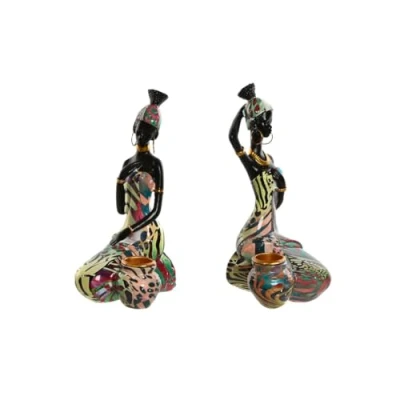 Imagen de Home ESPRIT Figura Decorativa Multicolor Africana 9 x 7 16,5 cm (2 Unidades)