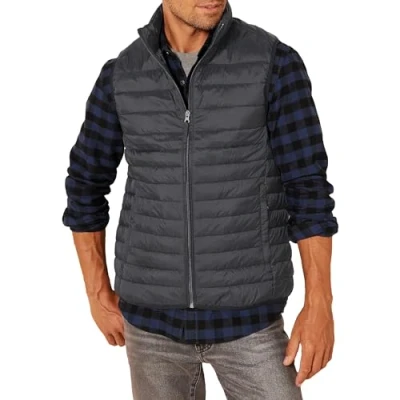 Imagen de Amazon Essentials Chaleco Plumífero Plegable y Ligero, Resistente al Agua Hombre, Negro, S