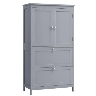 Imagen de VASAGLE Mueble de Baño, Armario Cocina, Almacenaje con 2 Cajones y Puertas, Estante Regulable, 30 x 60 110 cm, Gris Paloma BBC551G02