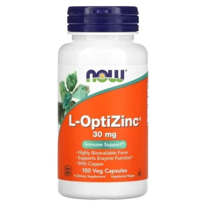 Imagen de Now Foods L OptiZinc 30mg Alto contenido de zinc para el apoyo del sistema inmunológico y la salud piel 100 cápsulas veganas