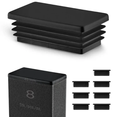 Imagen de EMFA Tappo per Tubo rettangolare Fino a 25x45 mm 8 pezzi Colore Nero RAL 9005 2,5x4,5 cm