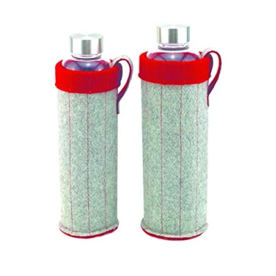 Imagen de Trinkflashe Vidrio de borosilicato (1000 ml), color gris y rojo