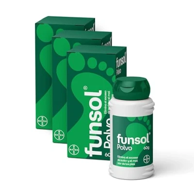 Imagen de Funsol Desodorante para Pies, Polvo 3x60 g, Reduce el Sudor Excesivo, Elimina Mal Olor de los Todo Tipo Calzado, Zapatos, Deportivas y Calcetines