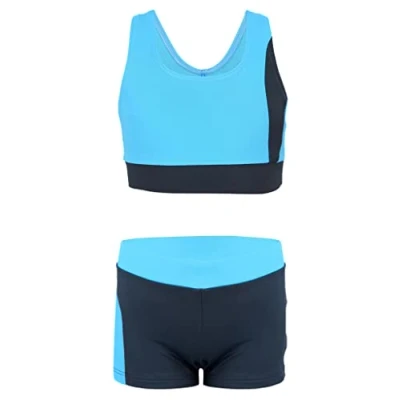 Imagen de Aquarti Bikini Deportivo para Niña Bañador Completo 2 pz, Gris/Lila, 158