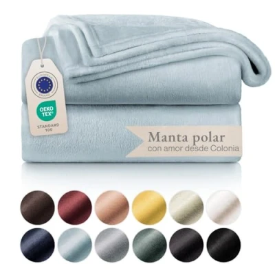 Imagen de Blumtal Mantas para Sofá de Franela Suave y Acolchada Manta Polar 100% Microfibra Extra Suave, sofá, Cama o Sala Estar, Azul Claro, 270 x 230 cm