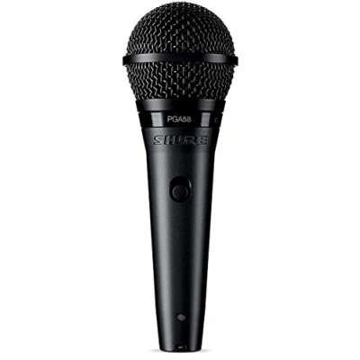 Imagen de Shure PGA58 micrófono dinámico: Vocal de Mano con Interruptor Encendido/Apagado, Conector XLR 3 Pines, Cable 15 &#039;XLR a QTR, Adaptador Soporte y Punta Cremallera (PGA58 QTR E)