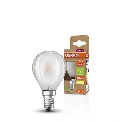 Imagen de OSRAM Lámpara SUPERSTAR+ CLASSIC P GLFR 40 LED, E14, forma de mini bola, 2.5W, 470lm, 2700K, luz blanca cálida, tecnología filamento optimo consumo energía, clase eficiencia energética B