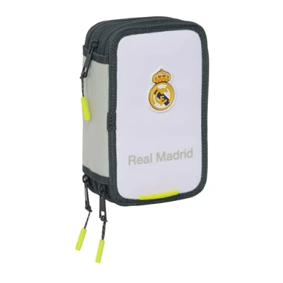 Imagen de REAL MADRID EQUIPACIÓN 25/26 Estuche Escolar con 37 Útiles Incluidos, Infantil, Niño, Ideal para Niños de 5 a 14 Años, Cómodo y Versátil, Calidad Resistencia, 12.5x5.5x19.5 cm