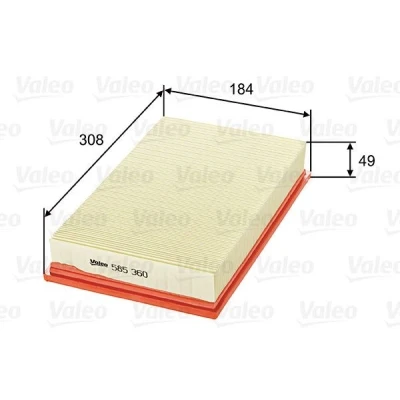 Imagen de VALEO 585360 Filtro de aire 49 184 308 Cartucho filtrante JAGUAR: XJ Berlina, XK 8 Coupé, Coupé