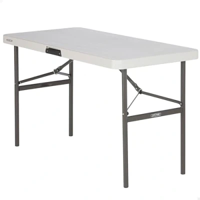 Imagen de LIFETIME 92108 Mesa patas plegables rectangular crema 122x61x74 cm