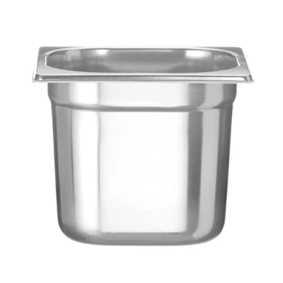 Imagen de HENDI Recipiente GN 1/6,contenedor GN,apilable,resistente a Temperaturas de 40 300C,apto para hornos,congeladores,calientaplatos,baño María,2.4L,176x162x(H) 150mm,acero inoxidable 18/10
