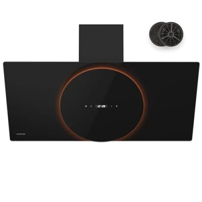 Imagen de Klarstein Total Eclipse Campana Extractora 600 m3/h, Control Táctil, Led 3000K 6500K, Eficiencia Energética A, Filtro Carbón Activo, 61 dB, Decorativa, Negra