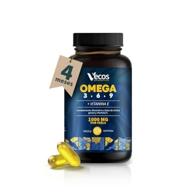 Imagen de Omega 3 6 9 1000mg 120 Cápsulas de Aceite Pescado, Lino y Onagra Con Vitamina E Ácidos Grasos Esenciales para Salud Cardiovascular