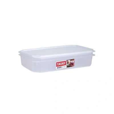 Imagen de TATAY Contenedor de alimentos rectangular con tapa flexible blanca, libre BpA, capacidad 2.1 L