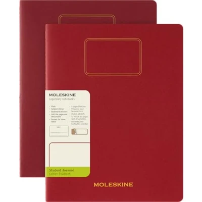 Imagen de Moleskine Student Cahier Journal, Set de 2 Cuadernos para Apuntes con Páginas Blancas Desprendibles, Cubierta Cartón y Adhesivos, Color Rojo, Formato XXL 21,6 x 27,9 cm