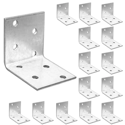 Imagen de OMIDEAS 15 x Escuadra con placa perforada (40 40 40) Conectores en ángulo ancha Soportes de hoja acero galvanizado