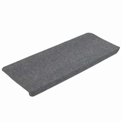 Imagen de vidaXL Alfombrilla Autoadhesiva de Escalera 15 uds, Alfombra Antideslizante, Protector Amortiguación Peldaño, Tela Gris 65x24,5x3,5 cm