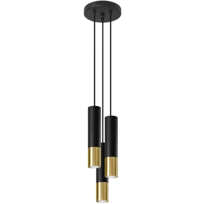 Imagen de SOLLUX lighting Lino 3P Faretto Lampada A Sospensione Soffitto, Design Scandinavo E Rustico, Lampadina GU10 Sostituibile, 3x40 W, Legno Naturale, Ne