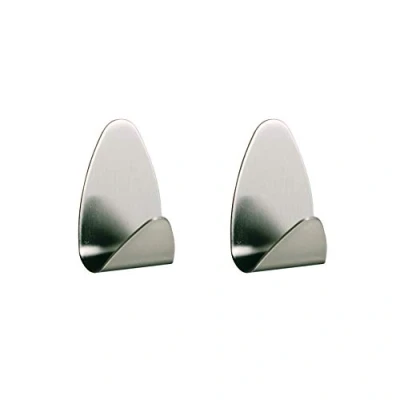 Imagen de Tiger Ganchos Oval para Ropa y Toallas, Fijación Adhesiva, 2.3 x 3.1 5.2 cm, Acero Inoxidable Cepillado, 2 Unidades