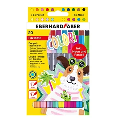 Imagen de Eberhard Faber 550020 Juego de rotuladores Colori, 20 lápices colores en estuche cartón, punta gruesa y fina