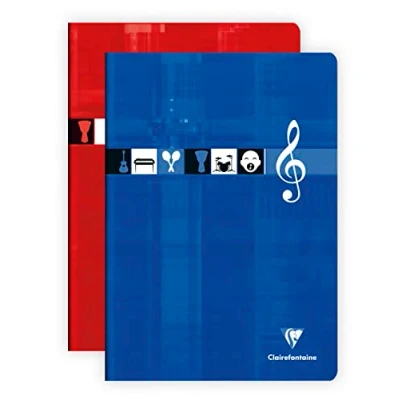 Imagen de Clairefontaine 3117C Un cahier piqué de musique et chants 48 pages 21x29,7 cm 90g grands carreaux portées, couverture carte pelliculée couleur aléatoire