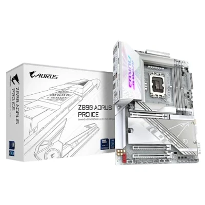 Imagen de GIGABYTE Placa Base Z890 AORUS Pro Ice Compatible con procesadores Intel Core Ultra (Serie 2), 16+1+2 Fases VRM, hasta 9500MHz DDR5 (OC), 1xPCIe 5.0 + 4xPCIe 4.0, Wi Fi 7, LAN 5GbE, Thunderbolt 4